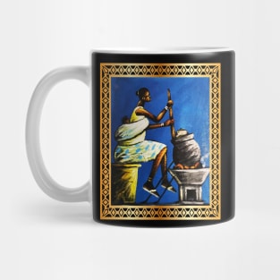 African Woman, African Mom Preparing Food, Back History Mug